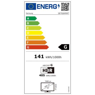 SAMSUNG SMART NEO QLED TV 75"/ QE75QN990F/ 8K Ultra HD 7680x4320/ DVB-T2/S2/C/ H.265/HEVC/ 5xHDMI/ 3xUSB/ Wi-Fi/ LAN/ G