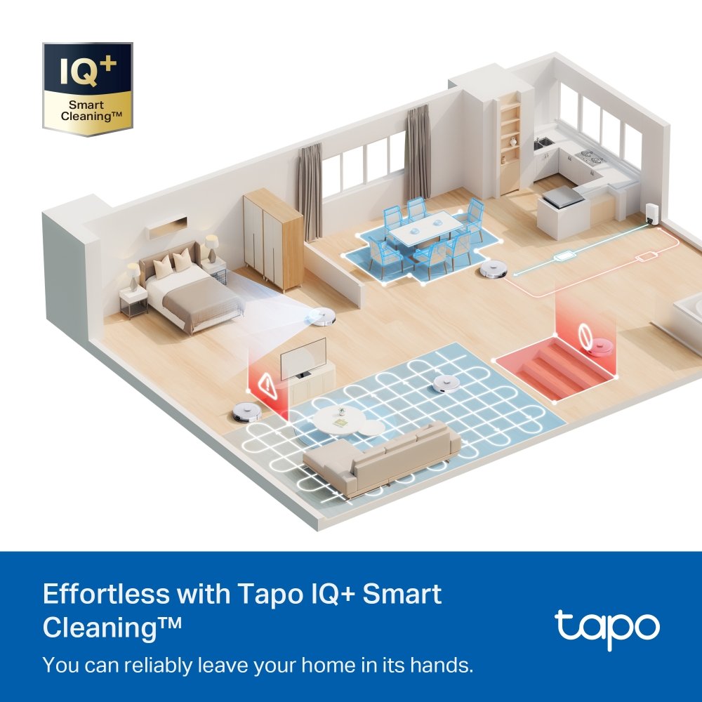 TP-LINK Tapo RV30 Max Plus Robotický vysavač a mop + chytrá nabíjecí stanice s automatickým vyprazdňováním, bílá barva