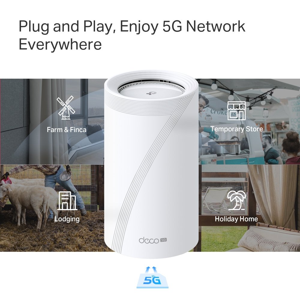 TP-Link Deco BE65-5G(1-pack) Mesh systém BE9300 s 5G modemem, WiFi 7, 3x 2.5GLAN, USB, 2,4/5/6GHz