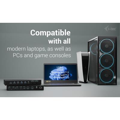 i-tec dokovací stanice USB-C KVM Docking station for 3 Hosts, Dual Display, Power Delivery 1x 92W/2x 65W