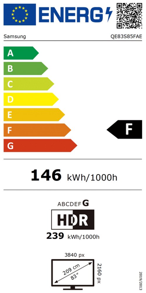 SAMSUNG SMART OLED TV 83"/ QE83S85F/ 4K Ultra HD 3840x2160/ DVB-T2/S2/C/ H.265/HEVC/ 4xHDMI/ 2xUSB/ Wi-Fi/ LAN/ F