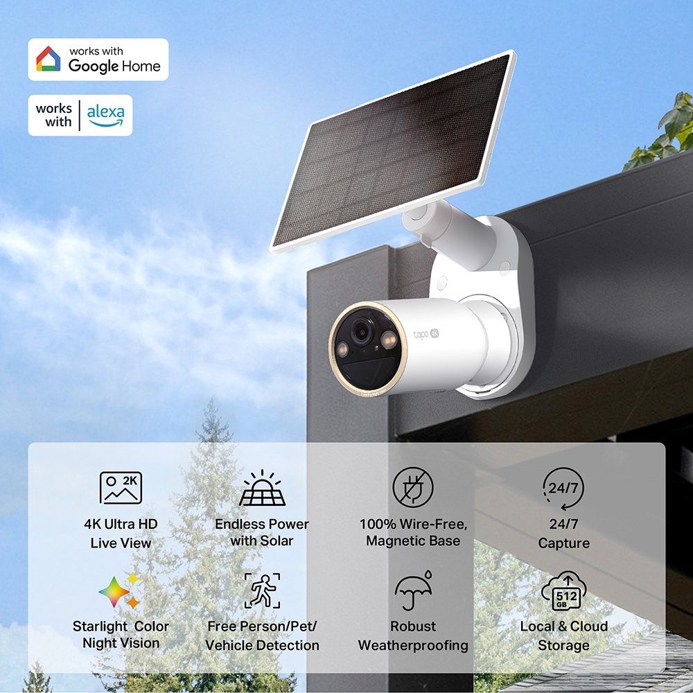 TP-Link Tapo C460 KIT Solární WiFi Kamera, venkovní, 8MPx, 3840 × 2160, audio, IR 15m, MicroSD, IP66