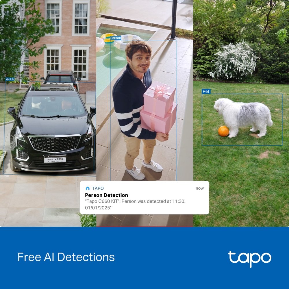 TP-Link Tapo C660 KIT otočná venkovní WiFi Kamera, 8MPx, 3840 × 2160, audio, IR 15m, MicroSD, IP65