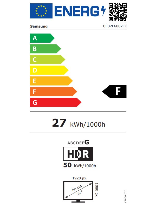 SAMSUNG SMART LED TV 32"/ UE32F6002F/ 1920x1080/ Full HD/ DVB-T2/C/ H.265/HEVC/ 2xHDMI/ 1xUSB/ Wi-Fi/ LAN/ F