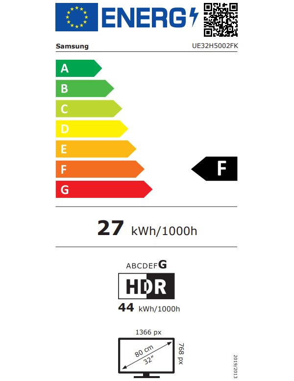 SAMSUNG SMART LED TV 32"/ UE32H5002F/ 1366x768/ HD Ready/ DVB-T2/C/ H.265/HEVC/ 2xHDMI/ 1xUSB/ Wi-Fi/ LAN/ F