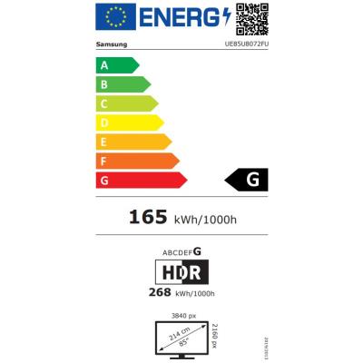 SAMSUNG SMART LED TV 85"/ UE85U8072/ 4K Ultra HD 3840x2160/ DVB-T2/S2/C/ H.265/HEVC/ 3xHDMI/ 1xUSB/ Wi-Fi/ LAN/ G