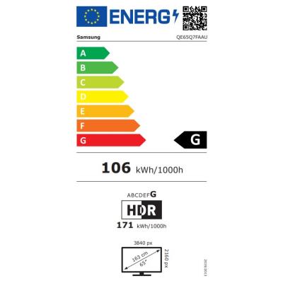 SAMSUNG SMART QLED TV 65"/ QE65Q7F/ 4K Ultra HD 3840x2160/ DVB-T2/S2/C/ H.265/HEVC/ 3xHDMI/ 1xUSB/ Wi-Fi/ LAN/ G