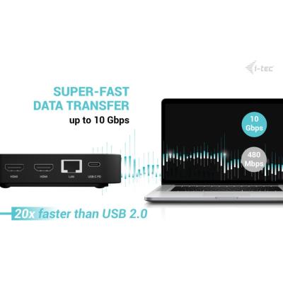 i-tec dokovací stanice USB-C DP Dual HDMI Docking Station, Power Delivery 100W + univerzální nabíječka 100W