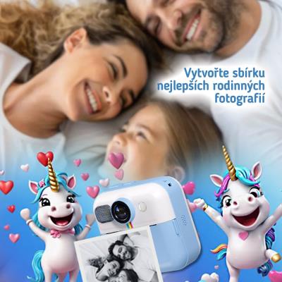 COLORWAY dětský fotoaparát a kamera s tiskárnou CW-PHP01B/ 2,4" IPS/ 1500mAh/ USB-C/ Android/ iOS/ modrá