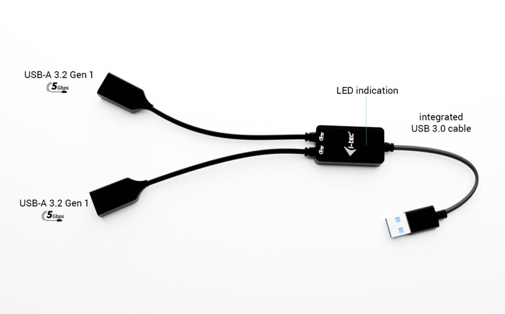 i-tec USB-A kabel HUB 2 port (2x USB-A)