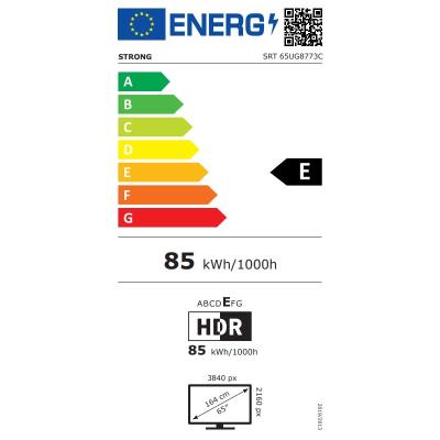 STRONG SMART QLED TV 65"/ SRT65UG8773C/ UHD/ 3840x2160/ DVB-T2/C/S2/ H.265/HEVC/ 4xHDMI/ 2xUSB/ Wi-Fi/ LAN/ E/ ANDROID14