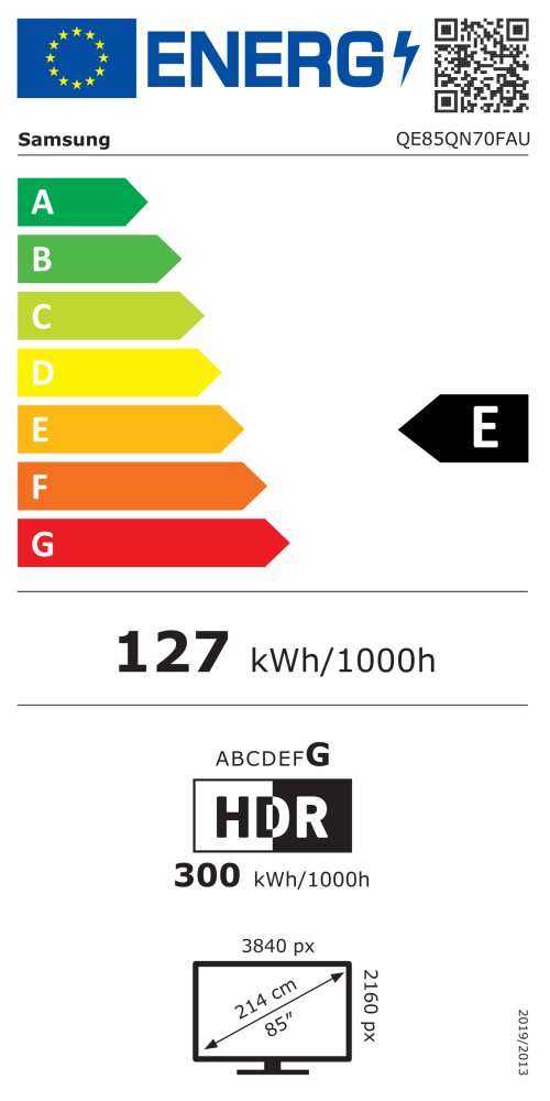 SAMSUNG SMART NEO QLED TV 85"/ QE85QN70F/ 4K Ultra HD 3840x2160/ DVB-T2/S2/C/ H.265/HEVC/ 4xHDMI/ 2xUSB/ Wi-Fi/ LAN/ E