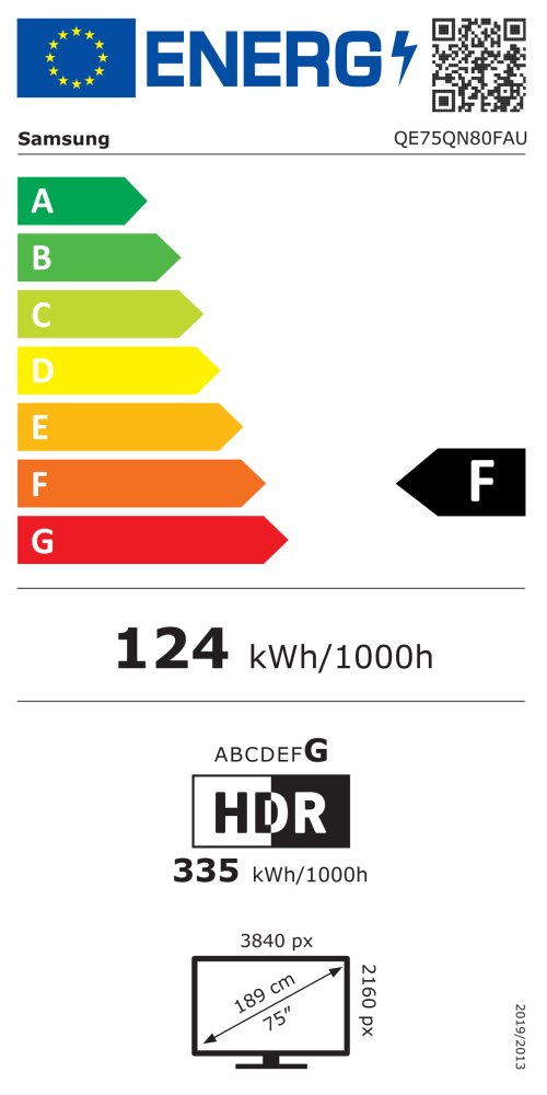 SAMSUNG SMART NEO QLED TV 75"/ QE75QN80F/ 4K Ultra HD 3840x2160/ DVB-T2/S2/C/ H.265/HEVC/ 4xHDMI/ 2xUSB/ Wi-Fi/ LAN/ F