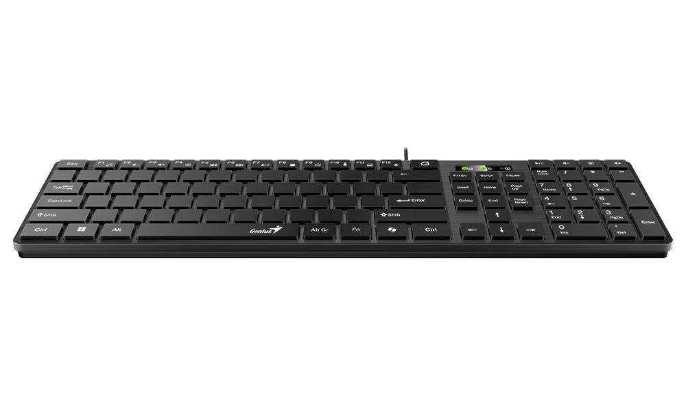 GENIUS Slimstar K500 Education/ pro výuku psaní na stroji/ Drátová/ Copilot/ USB/ černá/ layout bez písmen