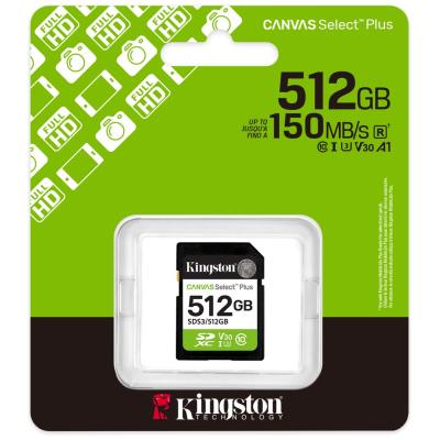 KINGSTON Canvas Select Plus Gen3 512GB SDXC / C10 / UHS-I U3 V30 / up to  150MB/s