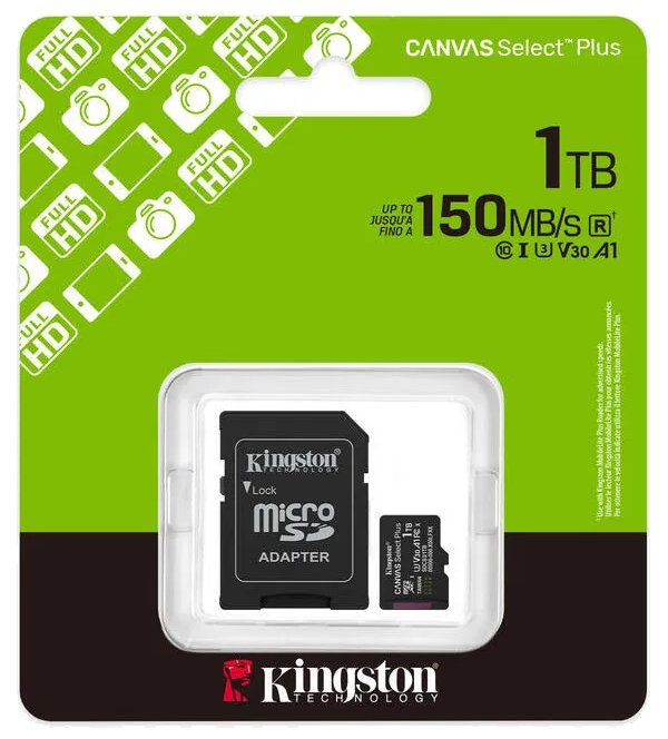 KINGSTON Canvas Select Plus Gen3 1TB microSDXC / A1 / up to  150MB/s  / vč. adaptéru