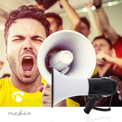 POŠKOZENÝ OBAL - NEDIS megafon/ BT/ rozsah 1500m/ hlasitost 120dB/ odnímatelný mikrofon/ vestavěná siréna/ ramenní popruh/ čer...