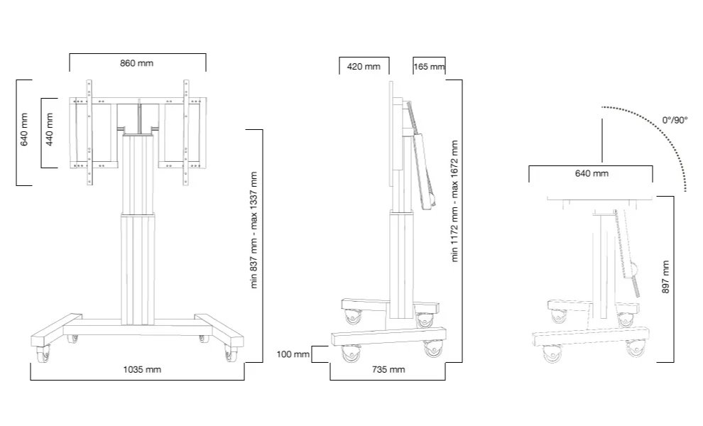 POŠKOZENÝ OBAL - Neomounts  PLASMA-M2500TSILVER / Motorised Mobile Floor Stand (90° tilt) - VESA 200x200 up to 800x600 / Silver