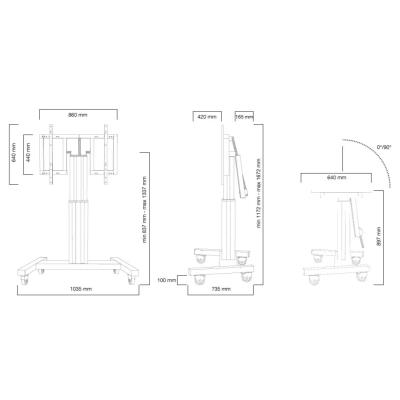 POŠKOZENÝ OBAL - Neomounts  PLASMA-M2500TSILVER / Motorised Mobile Floor Stand (90° tilt) - VESA 200x200 up to 800x600 / Silver