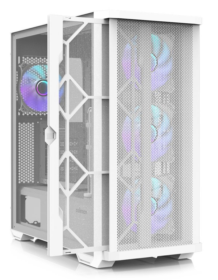 POŠKOZENÝ OBAL - Zalman skříň Z10 Duo / ATX / 4x120 mm ARGB fan / 2xUSB 3.0 / USB-C / tvrzené sklo / bílá