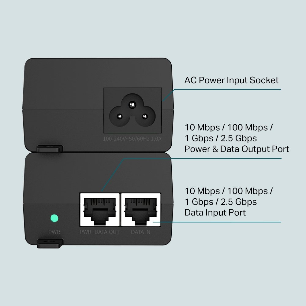 TP-Link POE260S 2,5 Gigabitový PoE injektor, 802.3af/at, 30W