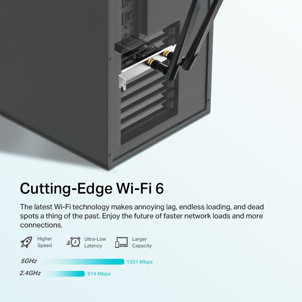 TP-Link Archer TX20E AX1800 Dual-Band Síťová karta, WiFi 6, Bluetooth 5.2, 574Mbps 2.4GHz/ 1201Mbps 5GHz, PCIe