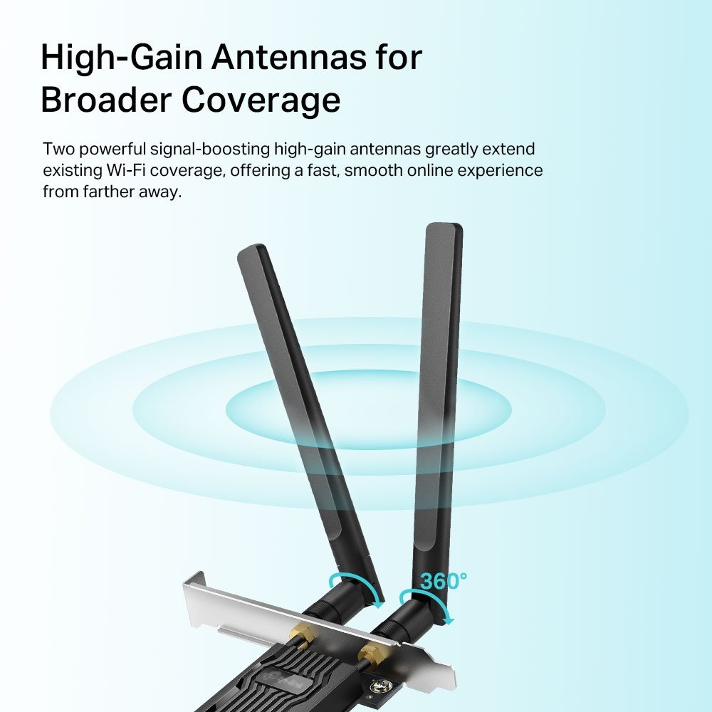 TP-Link Archer TX20E AX1800 Dual-Band Síťová karta, WiFi 6, Bluetooth 5.2, 574Mbps 2.4GHz/ 1201Mbps 5GHz, PCIe