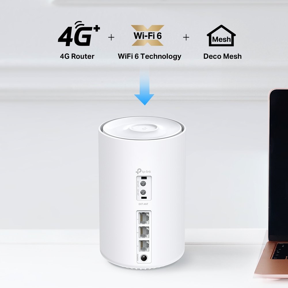 TP-Link Deco X10-4G AX1500 LTE Home Mesh Wi-Fi 6 jednotka, 300 Mbps 2.4GHz + 1201 Mbps 5GHz, 3x GLAN, SIM slot