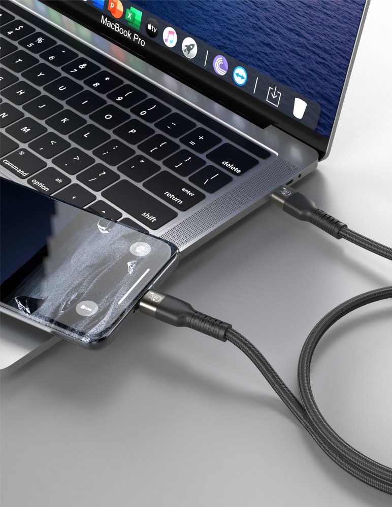 Swissten datový video kabel USB 4.0, USB-C, 240w, 8k@60hz, 40 gb/s, TB3 & TB4, 0,5 m černý