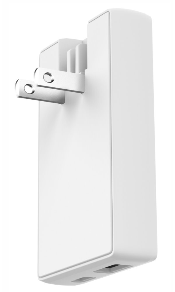Swissten cestovní adaptér GaN USB-C + USB-A 45w výměnné vidlice (US, EU, UK) bílý