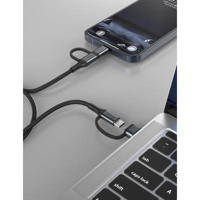 Swissten textilní datový kabel 4in1, 3A, 1,5m černý