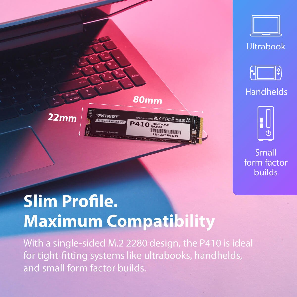 PATRIOT P410 4TB SSD / Interní / M.2 PCIe Gen4 x4 NVMe / 2280