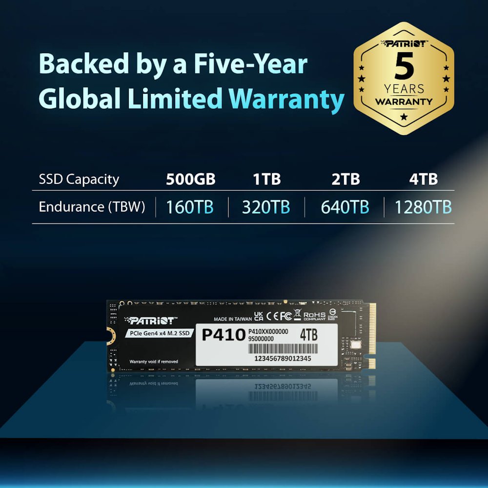 PATRIOT P410 4TB SSD / Interní / M.2 PCIe Gen4 x4 NVMe / 2280