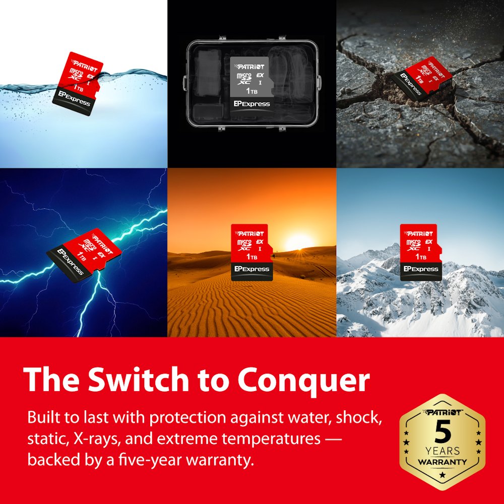 PATRIOT EP Express MicroSD Card 1TB / UHS-I / U3 / CL10 / R:800 / W:600MB/s / Vhodné pro Nintendo Switch 2