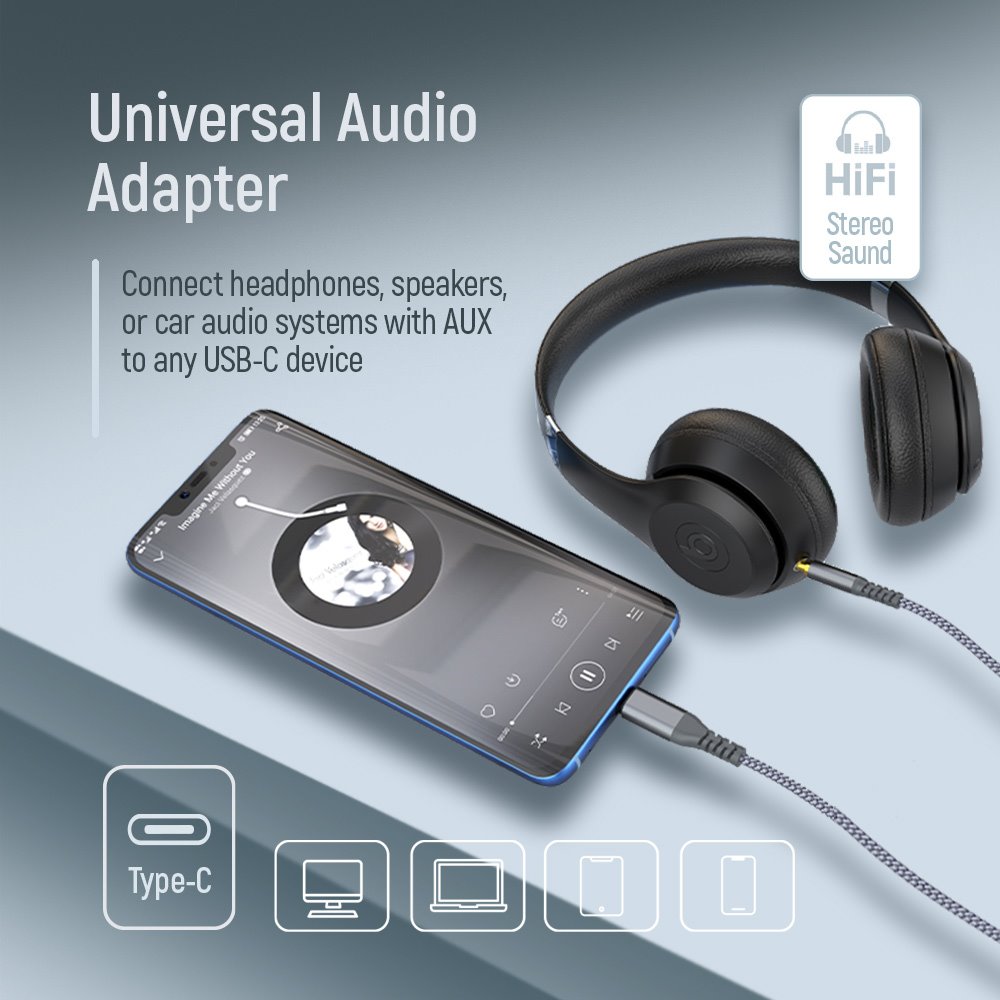 Colorway Adaptér USB-C na 3.5 mm jack/ 1.2m