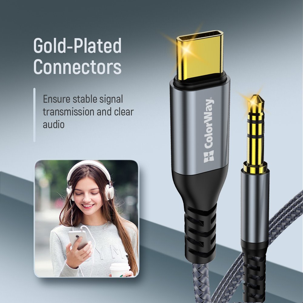 Colorway Adaptér USB-C na 3.5 mm jack/ 1.2m