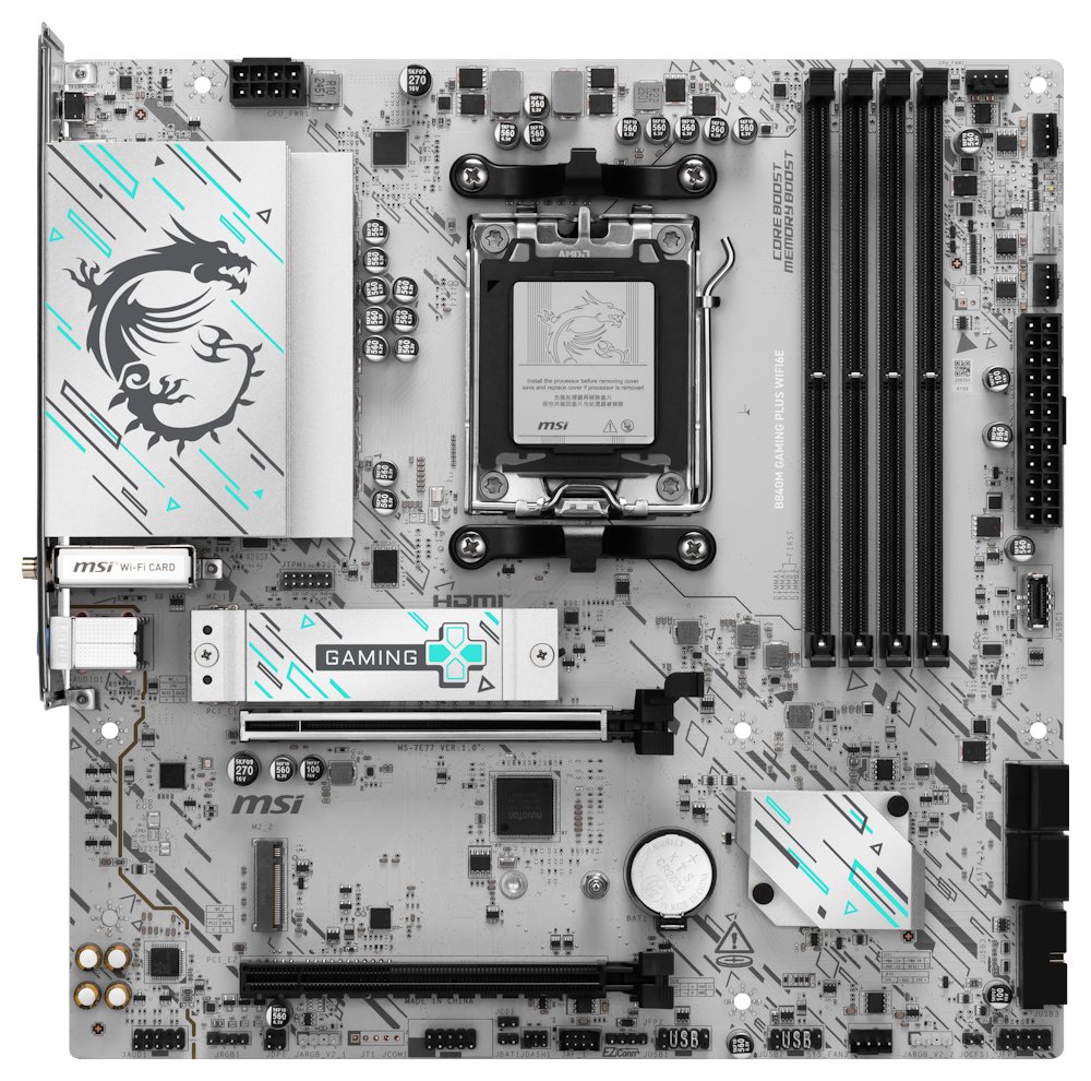 MSI B840M GAMING PLUS WIFI6E / AMD B840 / AM5 / 4x DDR5 / M.2 / WiFi / mATX
