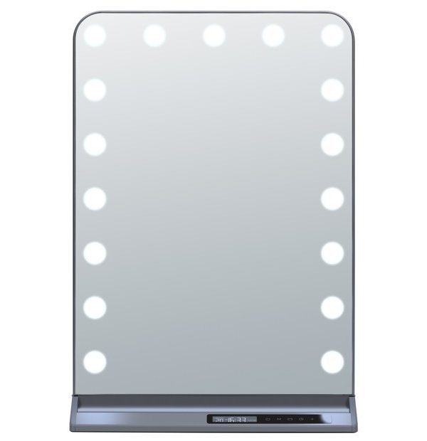 IMMAX LED zrcadlo HOLLYWOOD Make-up/ CCT/ LCD display/ USB C/A výstupy/ šedé