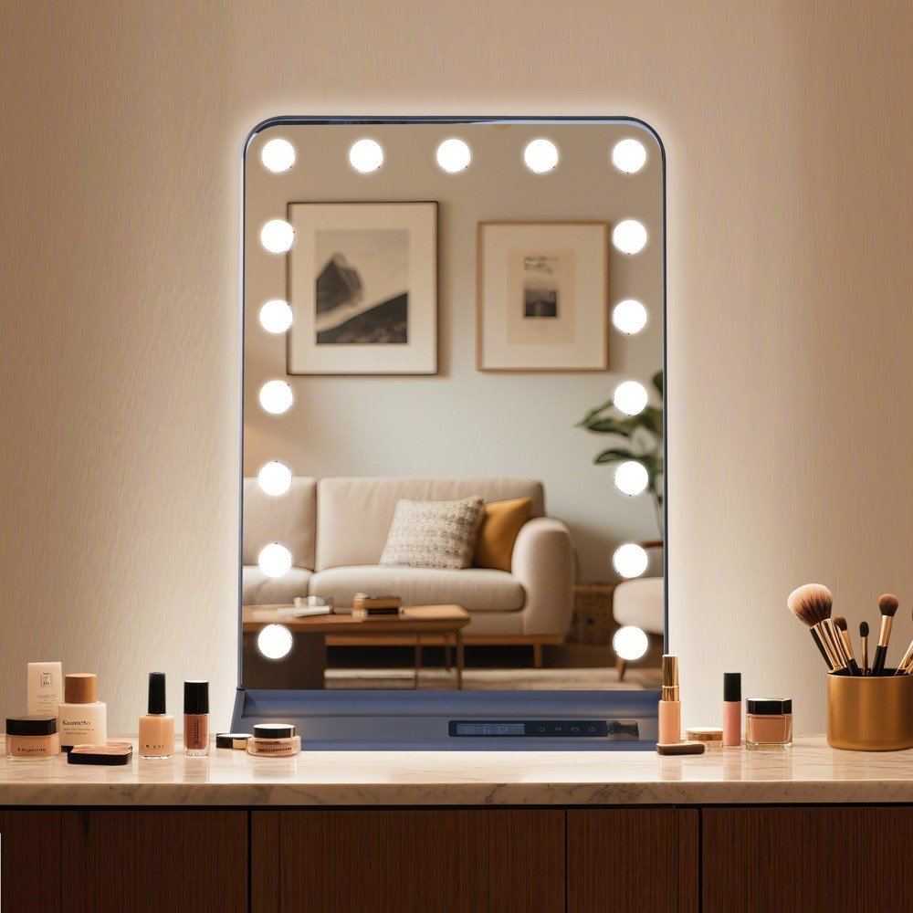 IMMAX LED zrcadlo HOLLYWOOD Make-up/ CCT/ LCD display/ USB C/A výstupy/ šedé