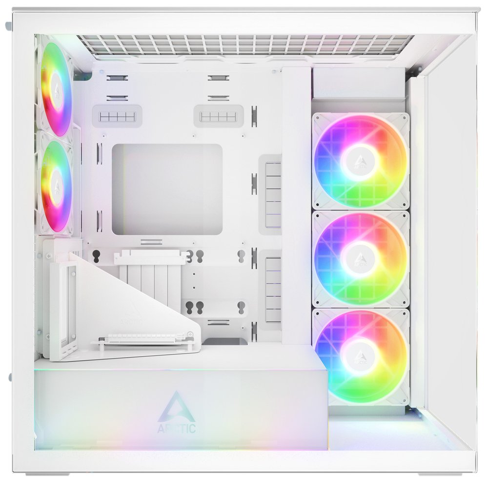 ARCTIC skříň Xtender / E-ATX / 2x120mm ARGB fan / 2xUSB / USB-C / vertical GPU kit / čiré sklo / bílá