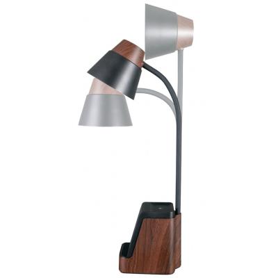 IMMAX LED stolní lampička IDEAL/ Qi nabíjení/ CCT/ 8W/ 800lm/ budík s hodinami/ tmavé dřevo/černá