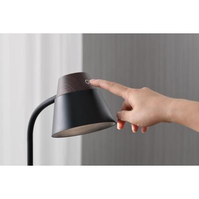 IMMAX LED stolní lampička IDEAL/ Qi nabíjení/ CCT/ 8W/ 800lm/ budík s hodinami/ tmavé dřevo/černá