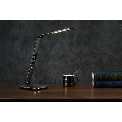 IMMAX LED stolní lampička HERON NEW/ Qi nabíjení/ 8,5W/ DC 12V/2A/ stmívatelná/ sklápěcí rameno/ stříbrná
