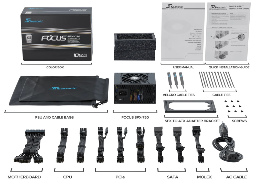 SEASONIC zdroj FOCUS SPX-750 / 750W / ATX2.4 / 80PLUS Gold