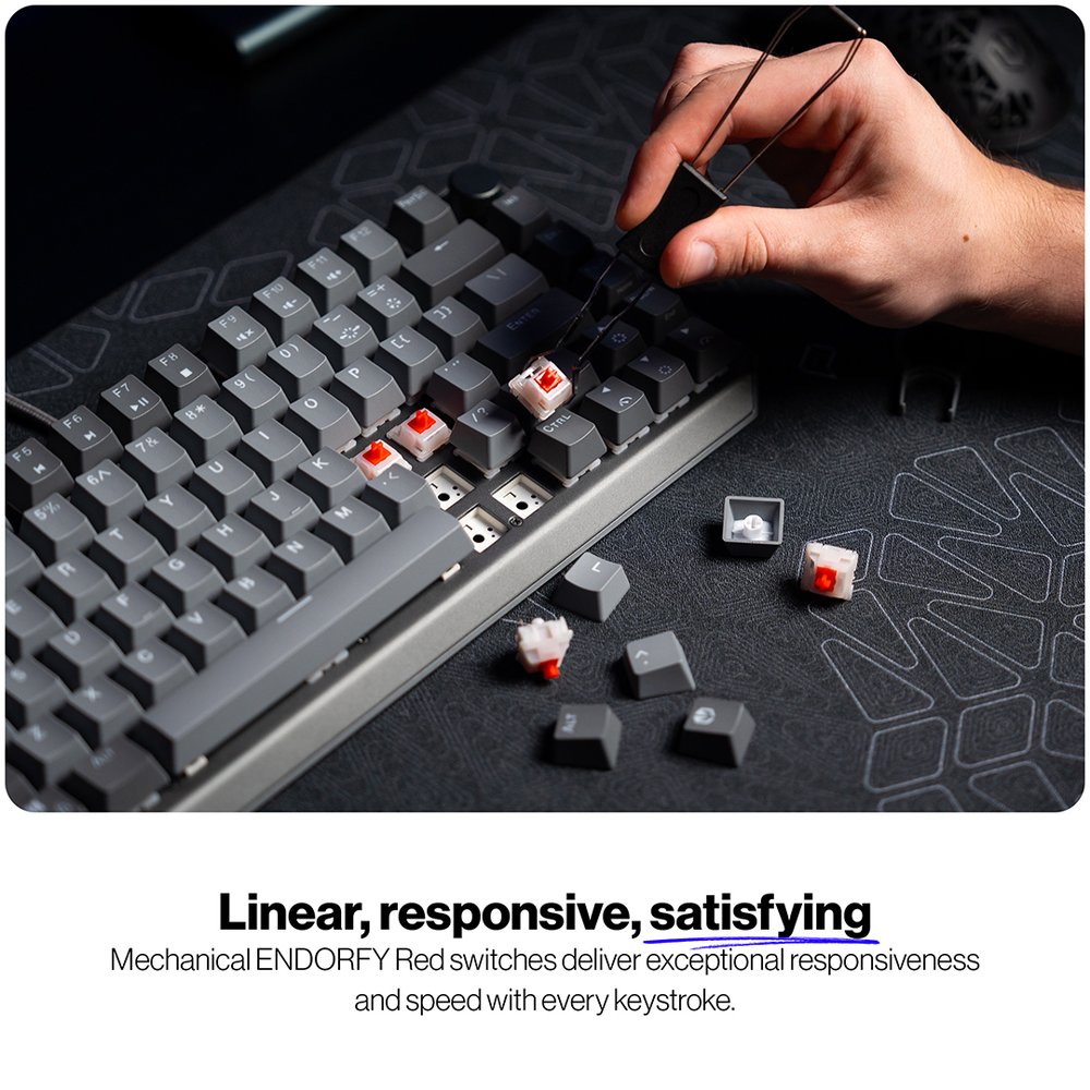 Endorfy mechanická klávesnice Thock V2 75% / drátová / ARGB /  red sw. / USB / zmenšená / US layout