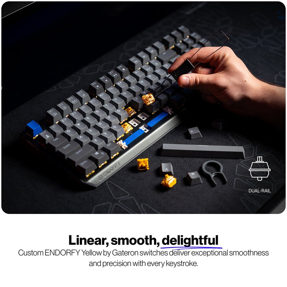 Endorfy mechanická klávesnice Thock V2 TKL / bezdrátová / ARGB /  yellow sw. / USB / CZ/SK layout