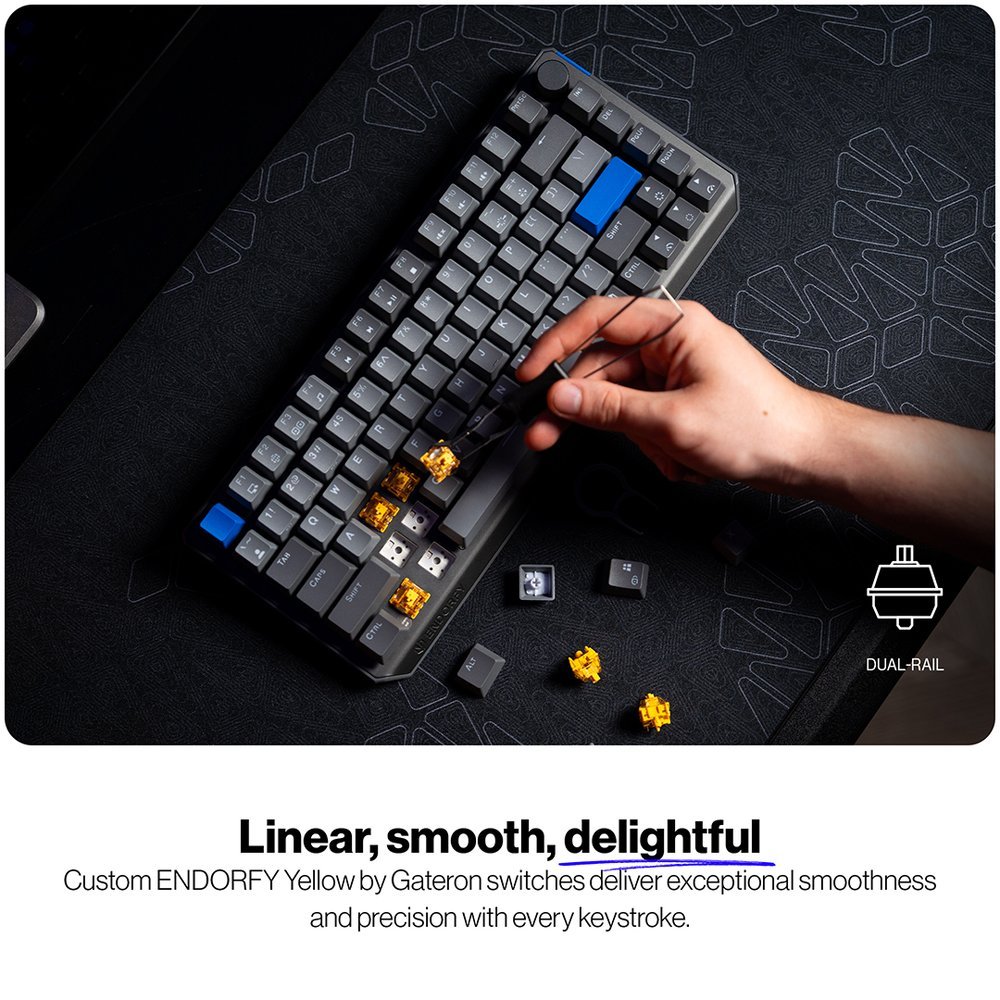 Endorfy mechanická klávesnice Thock V2 75% / bezdrátová / ARGB /  yellow sw. / USB / zmenšená / CZ/SK layout