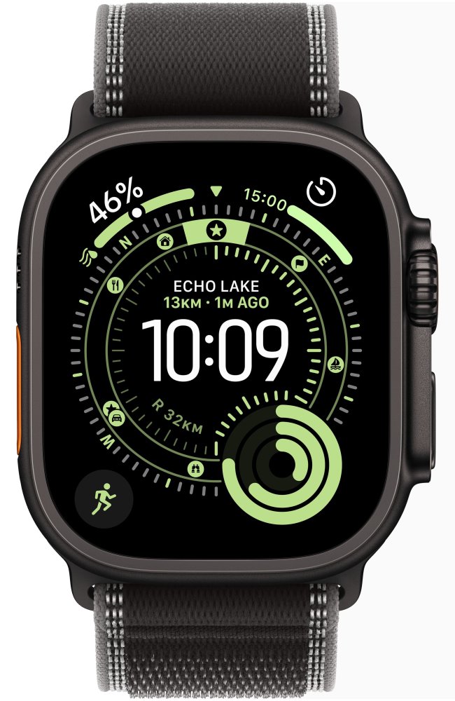 Apple Watch Ultra 3 49mm Černý titan s černým trailovým tahem - S/M