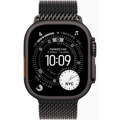 Apple Watch Ultra 3 49mm Černý titan s černým titanovým milánským tahem - L