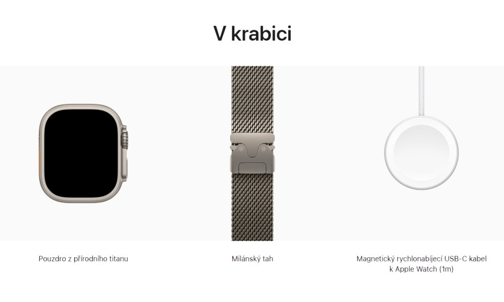 Apple Watch Ultra 3 49mm Přírodní titan s přírodním titanovým milánským tahem - M